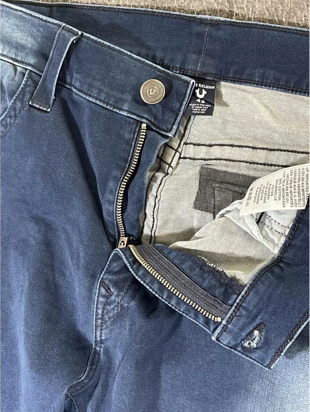 True Religion Geno Relaxed Slim Blue Denim Men's Jeans No Flap- Size 42